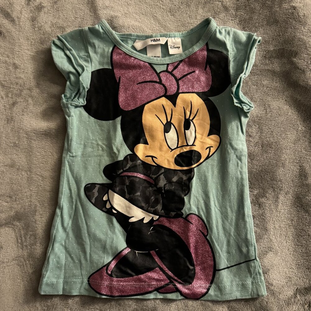 EUC Disney for H&M Minnie Mouse Decal Tee Sz 1-2yrs - Picture 2 of 5